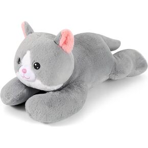 21 بوصة لطيف القط المحشوة الحيوانات المرجحة أفخم لعبة، 3.5 رطل المرجحة القط أفخم وسادة الراحة الكبيرة المرجحة رمادي كيتي بلاشيز سوبر لينة ديكور المنزل للأطفال الأولاد الفتيات أفضل الهدايا in Kuwait