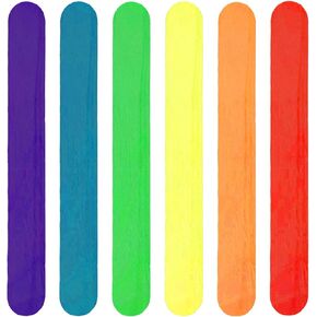 BEADNOVA Colored Popsicle Sticks Colored Craft Sticks Natural Wood Craft Sticks Treat Sticks Wooden Popsicle Sticks for DIY Craft Projects (4.5 Inch, 100 Piece, Mix Color) in Kuwait