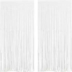 Black Foil Fringe Curtain 3.3×8.3FT 2 Packs, Metallic Tinsel Curtains Party Streamers for Birthday Graduation Baby Shower Decoration (2pcs,3.3FT×8.3FT, Black) in Kuwait