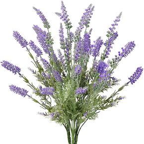 FiveSeasonStuff Dark Purple Lavender Artificial Flowers 14.6 inches 10 Stems