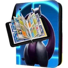 حافظة بطاقات تجارية من ESSAGER بأربعة جيوب، تناسب 400 بطاقة مع 50 غلافًا قابلاً للإزالة، منظم تخزين كتب ألبومات مجموعة بطاقات بسحاب - هدايا ألعاب للأولاد والبنات in Kuwait