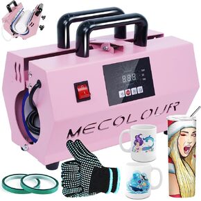MECOLOUR بهلوان آلة الصحافة الحرارة ل30oz 20oz التسامي بهلوان زجاج نحيف فارغ - مؤقت تلقائي نقل الحرارة الفينيل القدح الصحافة مع إعداد درجة الحرارة والوقت ل11-16oz كوب السيراميك القدح الوردي in Kuwait