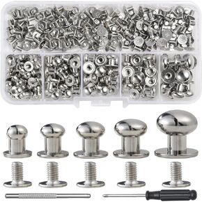 90 Sets Round Head Button Stud for Leather Assorted Sizes Button Stud with Pull Ring Rivets Studs and Spikes Rivets for Repair and Decorate Phone Case Shoes Belts Bags Dog Collar Clothing