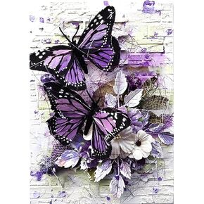 5d Diamond Painting Kits for Adults,Full Drill Diamond Art Animals Butterfly Rhinestone Painting with Diamonds Pictures Arts and Crafts for Home Wall Decor（12x16 Inch） in Kuwait