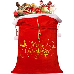 أكياس هدايا عيد الميلاد الكبيرة من GIFTU، أكياس سانتا برباط، حقائب عيد ميلاد سعيد، أكياس تغليف ضخمة كبيرة باللون الأحمر المخملي لهدايا عيد الميلاد، قابلة لإعادة الاستخدام مقاس 25 × 36 بوصة، حقائب هدايا لعيد الميلاد in Kuwait