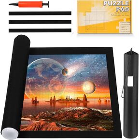 بساط ألغاز الصور المقطوعة - 1500 1000 500 قطعة من اللباد الأسود غير القابل للانزلاق، هدايا لوحة ألغاز كبيرة للأطفال البالغين، غراء قابل للنفخ أنبوب مضخة تخزين حقيبة نقل سهلة الحمل غطاء حارس in Kuwait