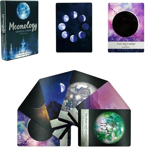 HOHAJIU إصدار جيب من 44 بطاقة Moonology Oracle Cards مع دليل إلكتروني - بطاقات التارو للمبتدئين - مجموعة Oracle مع المعاني عليها in Kuwait