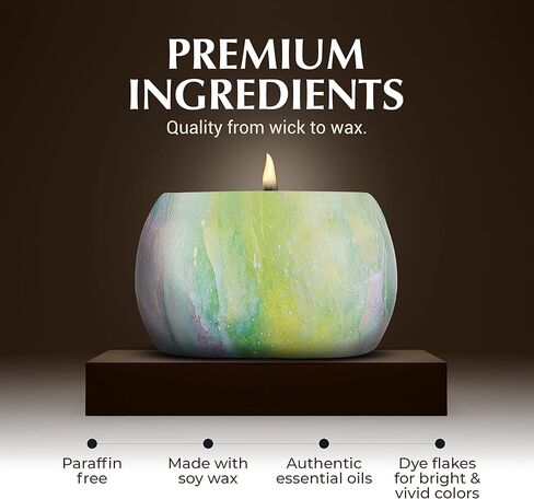 مجموعة صنع الشموع من ألميرا - لوازم صنع شموع شمع الصويا بنفسك - مجموعة صنع الشموع المعطرة للفنون والحرف اليدوية مع الزيوت العطرية، إبريق من الفولاذ المقاوم للصدأ، تعليمات - غير سامة وخالية من البارافين in Kuwait