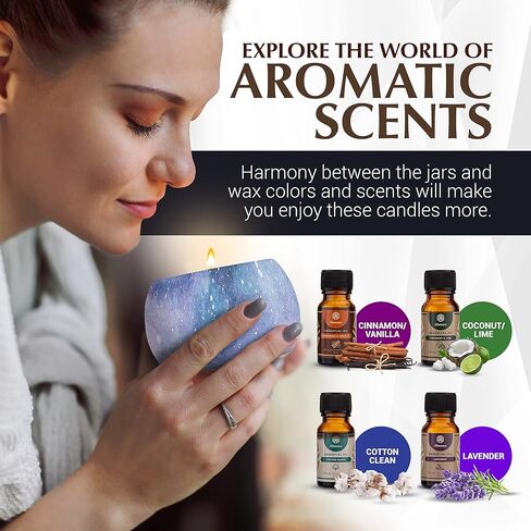 مجموعة صنع الشموع من ألميرا - لوازم صنع شموع شمع الصويا بنفسك - مجموعة صنع الشموع المعطرة للفنون والحرف اليدوية مع الزيوت العطرية، إبريق من الفولاذ المقاوم للصدأ، تعليمات - غير سامة وخالية من البارافين in Kuwait