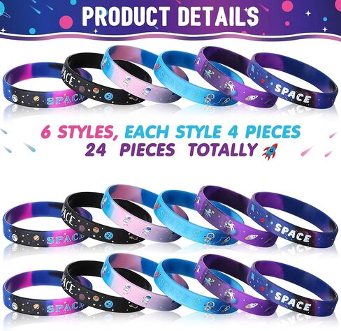 Outer Space Party Silicone Bracelets, Alien Astronaut Toys Rubber Wristbands, Alien Astronaut Toys Galaxy Star Space Party Favors for Kids Space Birthday Themed Party Decorations Supplies in Saudi Arabia