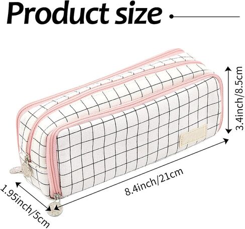 MAMUNU Big Capacity Pencil Pen Case, 3 Compartments Large Storage Canvas Pencil Pouch with Zipper, Green Cactus Design Aesthetic Pencil Pouch For Office School in Kuwait