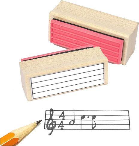 حزمة هدية ختم المطاط الموظفين الموسيقيين. (3 طوابع مطاطية مفيدة ووسادة ختم سوداء) in Kuwait