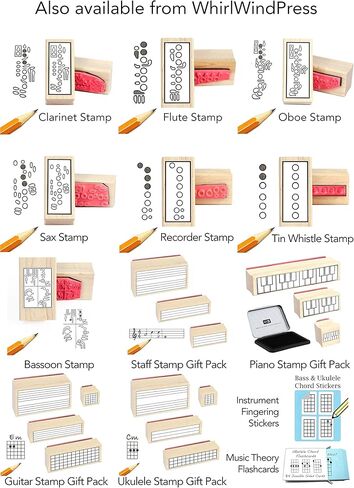 حزمة هدية ختم المطاط الموظفين الموسيقيين. (3 طوابع مطاطية مفيدة ووسادة ختم سوداء) in Kuwait