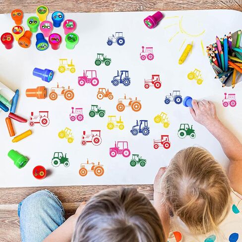 Tractor Themed Stampers for Kids, Themed Farm Tractor Birthday Party Favors Decorations Supplies 12PCS Stamps Classroom Gifts Cute for Boys Girls Rewards Birthday Party Gifts Ideals Prizes in Saudi Arabia