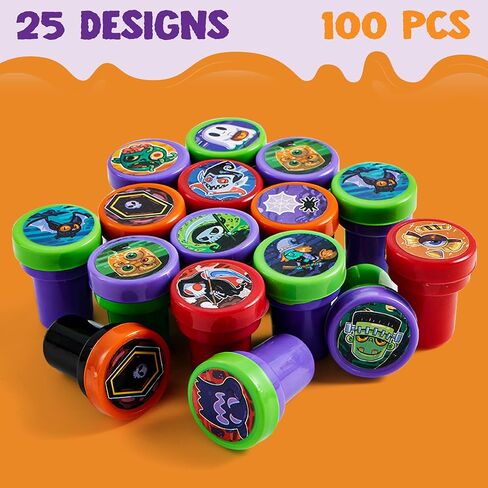 100 قطعة من طوابع الهالوين من JOYIN كهدية للأطفال، 25 تصميمًا متنوعًا من طوابع الحبر الذاتي، خدعة أو حلوى هدايا الحفلات، مستلزمات الحقائب الجيدة، جوائز ألعاب الكرنفال المدرسية in Saudi Arabia