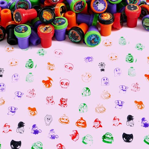 100 قطعة من طوابع الهالوين من JOYIN كهدية للأطفال، 25 تصميمًا متنوعًا من طوابع الحبر الذاتي، خدعة أو حلوى هدايا الحفلات، مستلزمات الحقائب الجيدة، جوائز ألعاب الكرنفال المدرسية in Saudi Arabia
