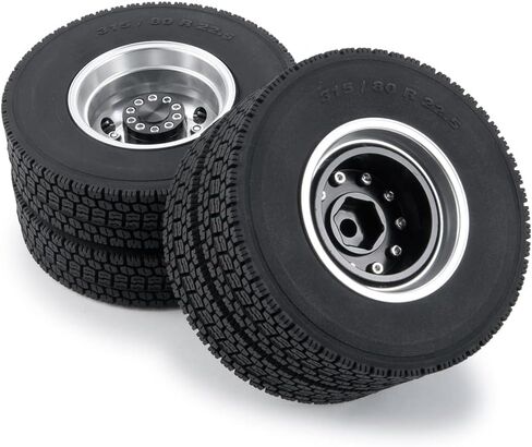RC-Hub 4 قطع عجلات إطارات 22 مم/25 مم إطارات مطاطية مع رغوة لشاحنة جرار تاميا 1/14 مقطورة سيارة زاحفة RC (25 مم) in Kuwait