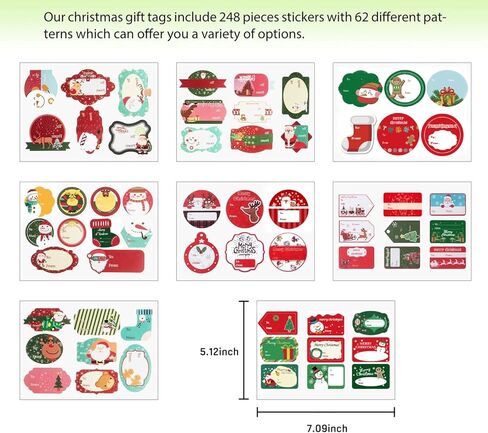 248 PCS Christmas Gift Tags Self-Adhesive Vintage Stickers, Christmas Labels for Gifts Holiday Decorative Presents Self-Adhesive Name Labels in Kuwait