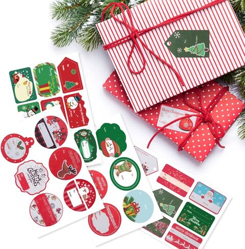 248 PCS Christmas Gift Tags Self-Adhesive Vintage Stickers, Christmas Labels for Gifts Holiday Decorative Presents Self-Adhesive Name Labels in Kuwait
