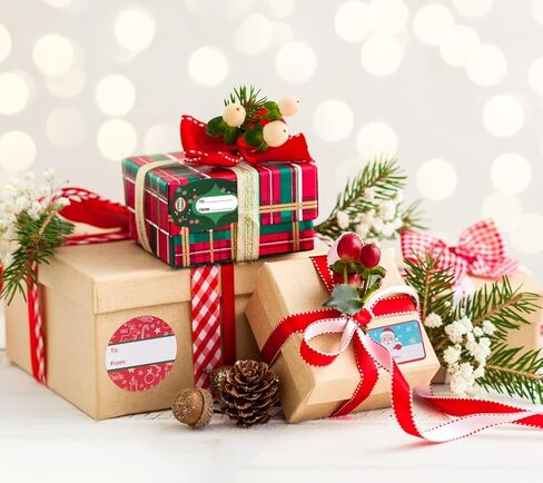 248 PCS Christmas Gift Tags Self-Adhesive Vintage Stickers, Christmas Labels for Gifts Holiday Decorative Presents Self-Adhesive Name Labels in Kuwait