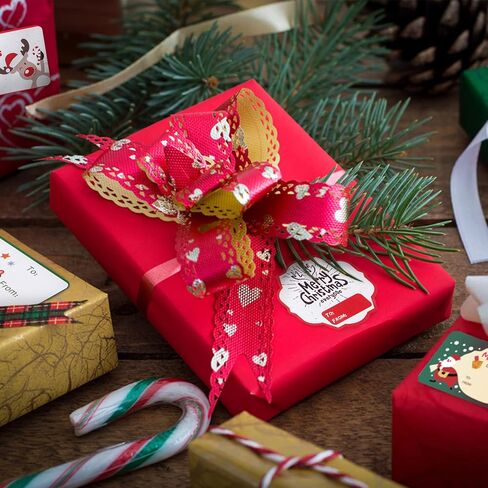 248 PCS Christmas Gift Tags Self-Adhesive Vintage Stickers, Christmas Labels for Gifts Holiday Decorative Presents Self-Adhesive Name Labels in Kuwait