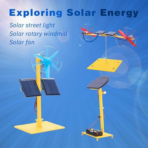 جيجليواي مجموعات العلوم الشمسية للاطفال، مجموعات تجارب علمية صغيرة يمكنك تركيبها بنفسك، العاب تعليمية للعلوم والتكنولوجيا والهندسة والرياضيات للاولاد والبنات، مروحة شمسية، ضوء الشارع بالطاقة الشمسية، in Kuwait