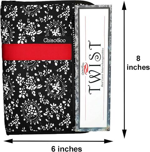 ChiaoGoo Twist Red Lace 4-Inch Small 7400-S Interchangeable Circular Knitting Needle Set, Sizes US 2, 3, 4, 5, 6, 7, 8, Stainless Steel with 3 Cords Bundle with 1 Artsiga Crafts Project Bag in Saudi Arabia