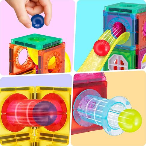 SMART NOVELTY Building Tiles for Children - 148 Pcs Building Blocks with Marbles and Run Tracks - Building Block Toys to Develop Your Child’s Creativity - Safe for Children Age 3 and Above in Kuwait