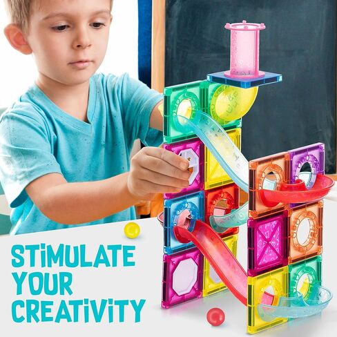 SMART NOVELTY Building Tiles for Children - 148 Pcs Building Blocks with Marbles and Run Tracks - Building Block Toys to Develop Your Child’s Creativity - Safe for Children Age 3 and Above in Kuwait