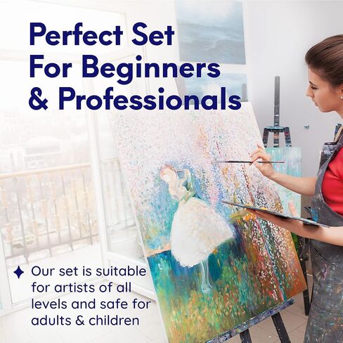 مجموعة طلاء الأكريليك من موزارت - 24 لون طلاء أنابيب 12 مل - مجموعة من فئة الفنانين للمحترفين والمبتدئين والأطفال - مثالية للقماش والسيراميك والحرف اليدوية وصب الأكريليك in Kuwait