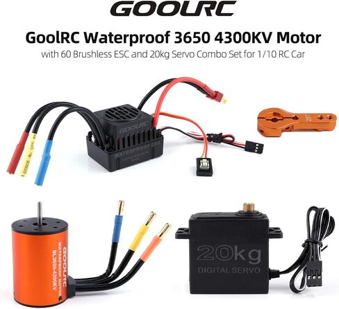 محرك GoolRC 3650 4300KV 60 مجموعة ESC كومبو بدون فرشاة 20 كجم مؤازرة مع ذراع مؤازر 25T محرك مقاوم للماء لشاحنة سيارة RC 1/10 على الطرق الوعرة in Saudi Arabia