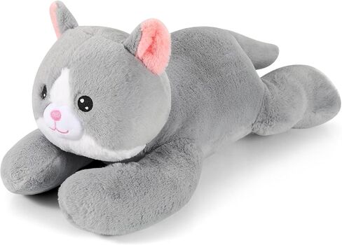 21 بوصة لطيف القط المحشوة الحيوانات المرجحة أفخم لعبة، 3.5 رطل المرجحة القط أفخم وسادة الراحة الكبيرة المرجحة رمادي كيتي بلاشيز سوبر لينة ديكور المنزل للأطفال الأولاد الفتيات أفضل الهدايا in Kuwait