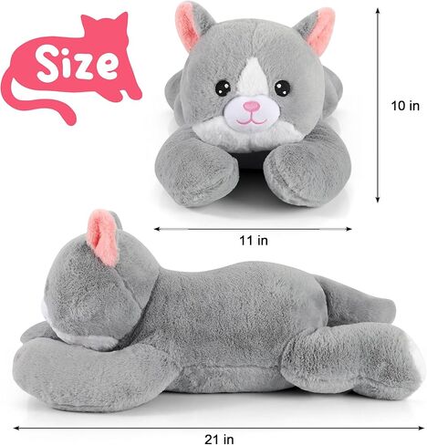 21 بوصة لطيف القط المحشوة الحيوانات المرجحة أفخم لعبة، 3.5 رطل المرجحة القط أفخم وسادة الراحة الكبيرة المرجحة رمادي كيتي بلاشيز سوبر لينة ديكور المنزل للأطفال الأولاد الفتيات أفضل الهدايا in Kuwait