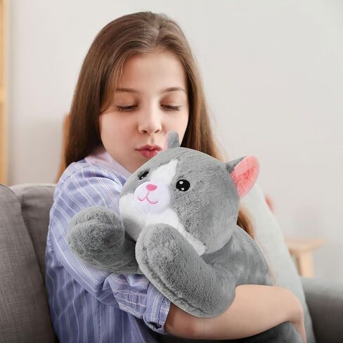 21 بوصة لطيف القط المحشوة الحيوانات المرجحة أفخم لعبة، 3.5 رطل المرجحة القط أفخم وسادة الراحة الكبيرة المرجحة رمادي كيتي بلاشيز سوبر لينة ديكور المنزل للأطفال الأولاد الفتيات أفضل الهدايا in Kuwait