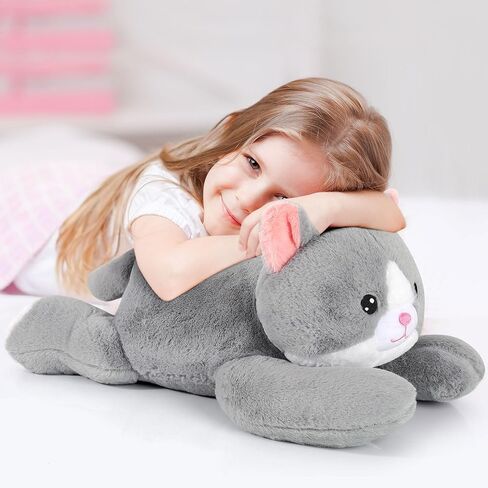 21 بوصة لطيف القط المحشوة الحيوانات المرجحة أفخم لعبة، 3.5 رطل المرجحة القط أفخم وسادة الراحة الكبيرة المرجحة رمادي كيتي بلاشيز سوبر لينة ديكور المنزل للأطفال الأولاد الفتيات أفضل الهدايا in Kuwait