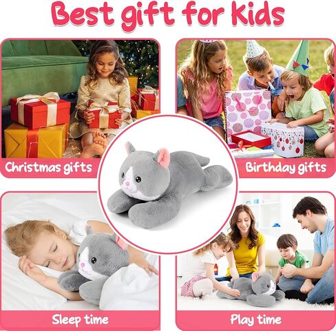 21 بوصة لطيف القط المحشوة الحيوانات المرجحة أفخم لعبة، 3.5 رطل المرجحة القط أفخم وسادة الراحة الكبيرة المرجحة رمادي كيتي بلاشيز سوبر لينة ديكور المنزل للأطفال الأولاد الفتيات أفضل الهدايا in Kuwait