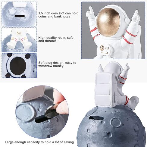 Piggy Bank for Kids, Astronaut Toys with Planet Coin Bank Resin Money Jar for Space Decor,Spaceman Piggy Banks Easter Birthday Aniversario for Boys Girls in Kuwait