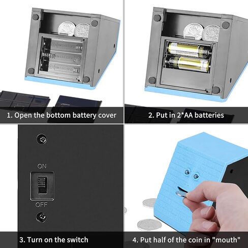بنك توفير العملات المعدنية من فيس بانك، صندوق نقود أزرق اللون للأطفال يعمل بالبطارية in Kuwait