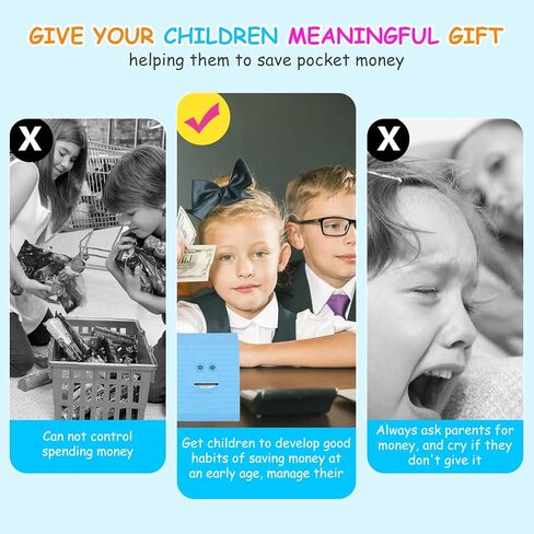 بنك توفير العملات المعدنية من فيس بانك، صندوق نقود أزرق اللون للأطفال يعمل بالبطارية in Kuwait