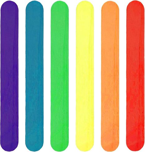 BEADNOVA Colored Popsicle Sticks Colored Craft Sticks Natural Wood Craft Sticks Treat Sticks Wooden Popsicle Sticks for DIY Craft Projects (4.5 Inch, 100 Piece, Mix Color) in Kuwait