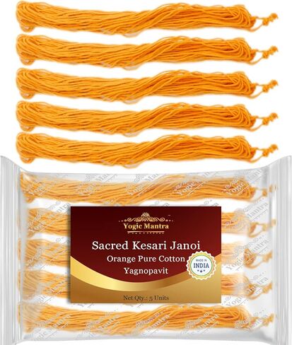 يوجيك مانترا Kesari Janoi خيط ياغنوبافيت (5 خيوط هولي جانايو) خيط بوجا المقدس جانيفا أوبانيانا سانسكارا هيندوسي بوجا روحاني براهمين خيط جانيو سانسكار in Kuwait