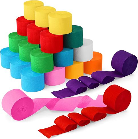 Pasimy 36 Rolls Crepe Paper Streamers Party Streamers for Birthday Party Decorations Baby Shower Wedding Ceremony 1.8 Inch x 82 Ft/roll DIY Crepe Paper Decorations Supplies (Rainbow Colors) in Saudi Arabia