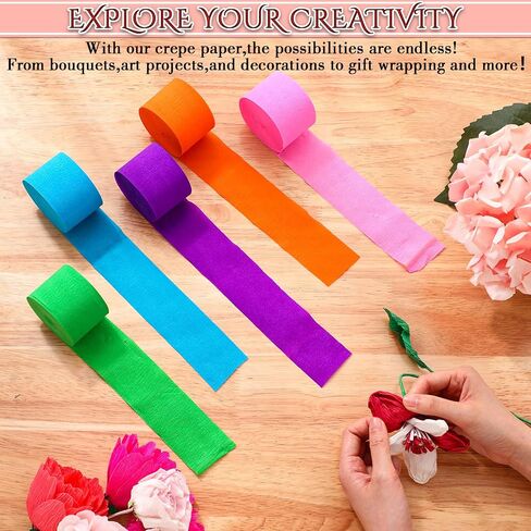 Pasimy 36 Rolls Crepe Paper Streamers Party Streamers for Birthday Party Decorations Baby Shower Wedding Ceremony 1.8 Inch x 82 Ft/roll DIY Crepe Paper Decorations Supplies (Rainbow Colors) in Saudi Arabia