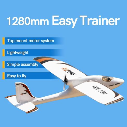 Fms Rc Plane for Adults Easy Trainer 1280mm (50.4") Wingspan 4CH for Beginner Hobby Rc Airplane PNP Without Reflex (not Include Transmitter/Receiver/Battery) in Saudi Arabia