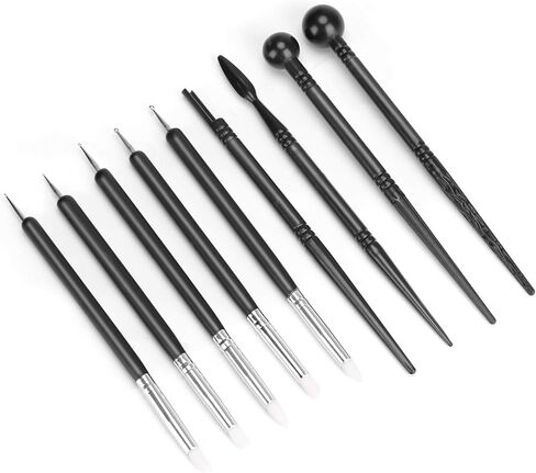 مجموعة أدوات الطين من بليستيم، 34 قطعة، أداة نحت الفخار، مقبض خشبي من الفخار in Kuwait