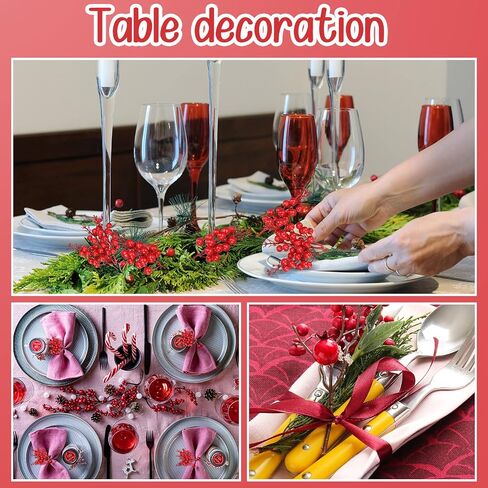Yunlly 100 Pieces Christmas Artificial Red Berry Stems 7.9 Inch Christmas Berries Picks Faux Holly Berries Stems Branch for Christmas Tree Home DIY Crafts Wreath Party Decor in Saudi Arabia