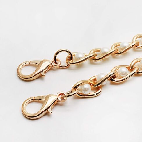 LC LICTOP DIY Replacement Chain Strap Entrained Imitation Pearl, Fashion Handbag Metal Chains Accessories with Buckles (Gold, 120cm Lengths,8mm Wide) 2pcs in Saudi Arabia