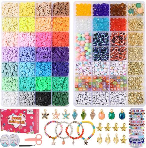 OCARDI 7000+ Pcs Bracelet Making Kit - 28 Colors Clay Beads for Bracelet Making-Friendship Bracelet Kit with Gift Pack - Bracelet Making Kit for Adults-Jewelry Making Kit for Girls 8-12 in Saudi Arabia