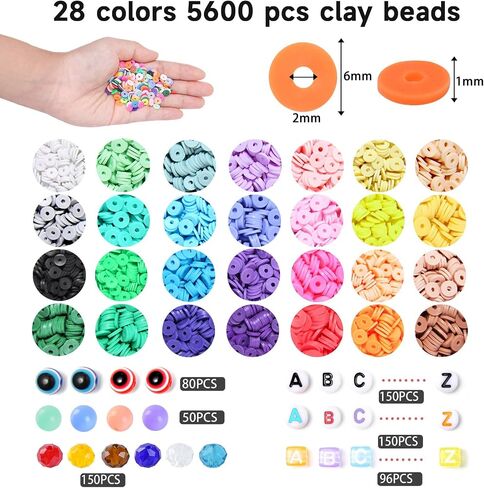 OCARDI 7000+ Pcs Bracelet Making Kit - 28 Colors Clay Beads for Bracelet Making-Friendship Bracelet Kit with Gift Pack - Bracelet Making Kit for Adults-Jewelry Making Kit for Girls 8-12 in Saudi Arabia