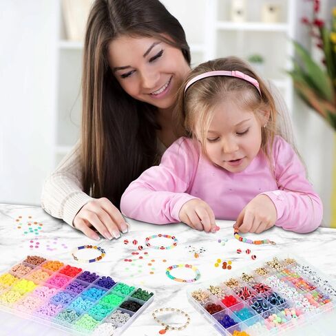 OCARDI 7000+ Pcs Bracelet Making Kit - 28 Colors Clay Beads for Bracelet Making-Friendship Bracelet Kit with Gift Pack - Bracelet Making Kit for Adults-Jewelry Making Kit for Girls 8-12 in Saudi Arabia